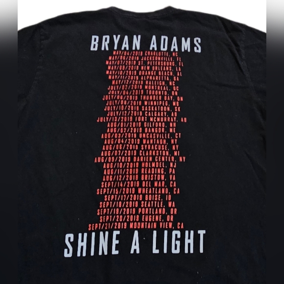 Bryan Adams Shine A Light 2019 Concert Tour Black T-Shirt Men Large Rock Music - Picture 2 of 6